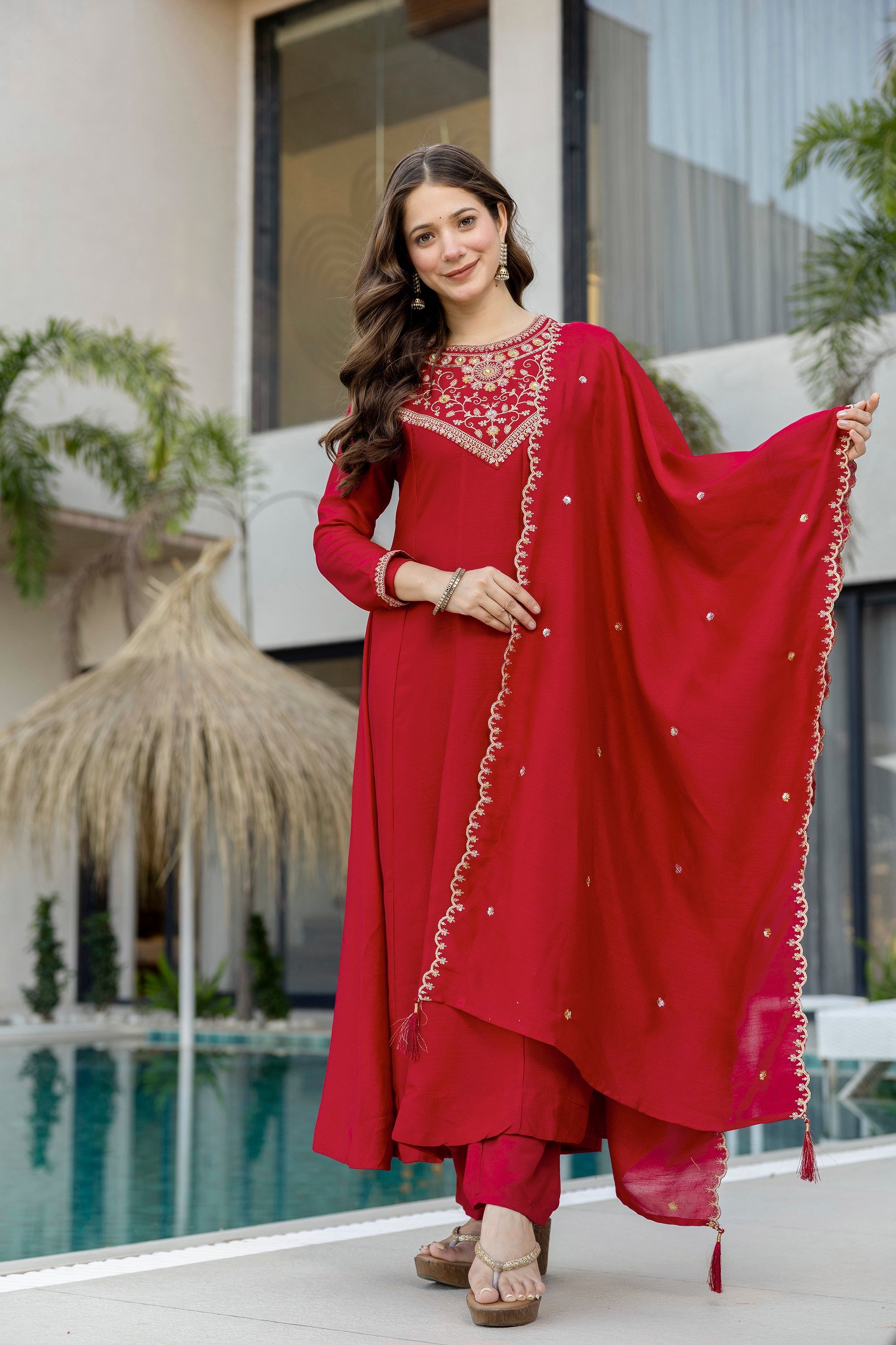 Noor Bagh Embroidered Vichitra Silk Suit Set