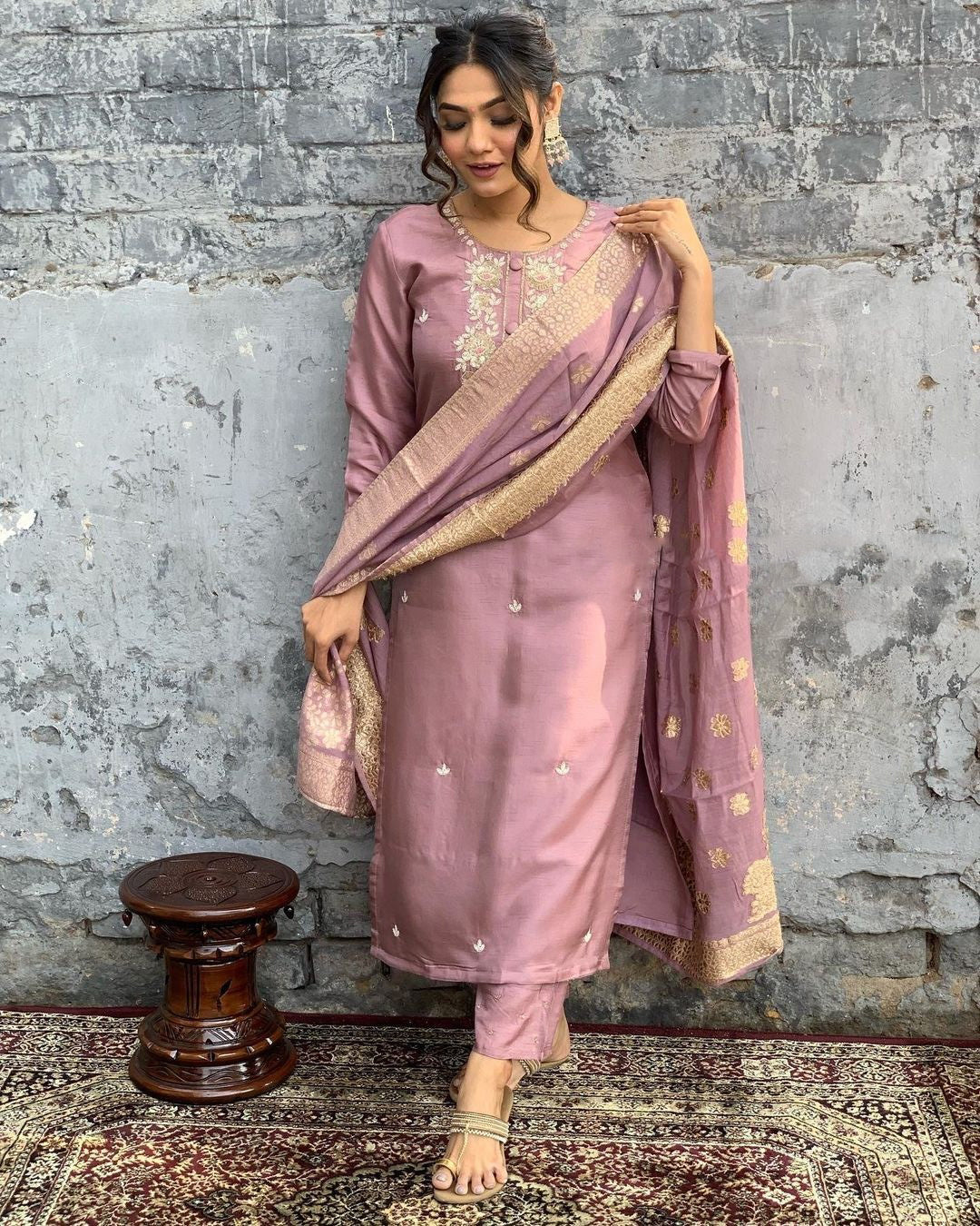 Imaginative Beautiful Chanderi Viscose Suit Set