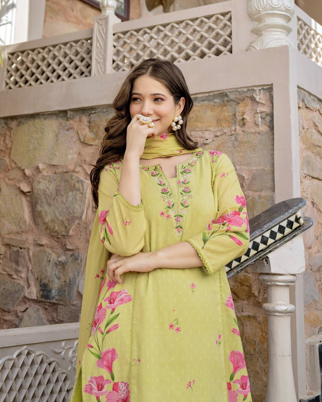 Very Glamorous Chanderi Silk Embroidery Suit Set