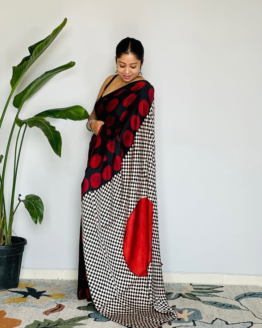 Most Beautiful Pure Ajrakh Gajji Silk Saree WIth Tassel