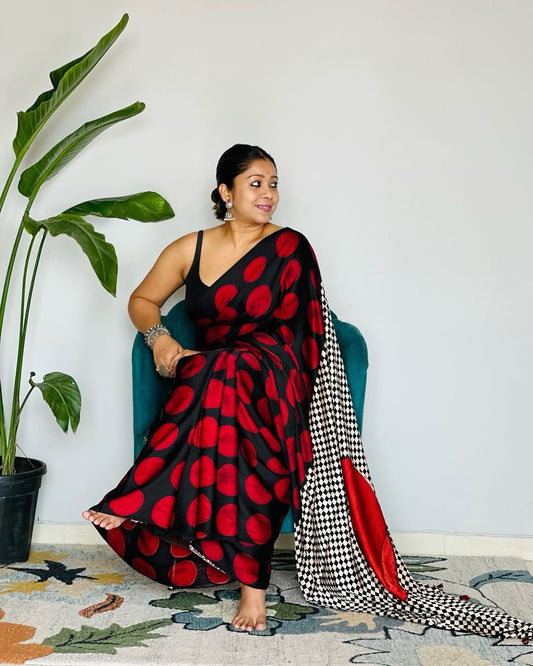 Most Beautiful Pure Ajrakh Gajji Silk Saree WIth Tassel