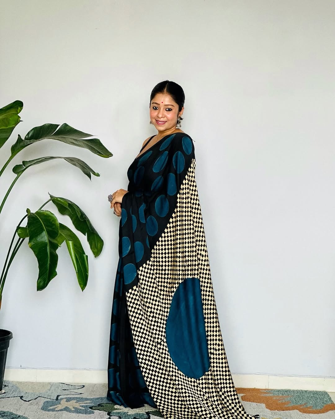 Tremendous Ajrakh Pure Gajji Silk Saree WIth Tassel