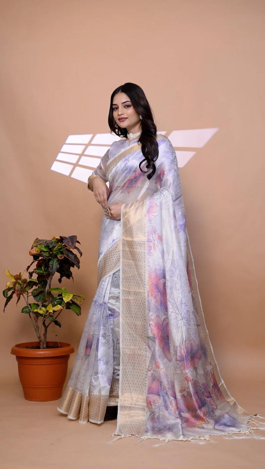 Beautiful Soft Silk Saree with Ethnic Pallu & Zari Border