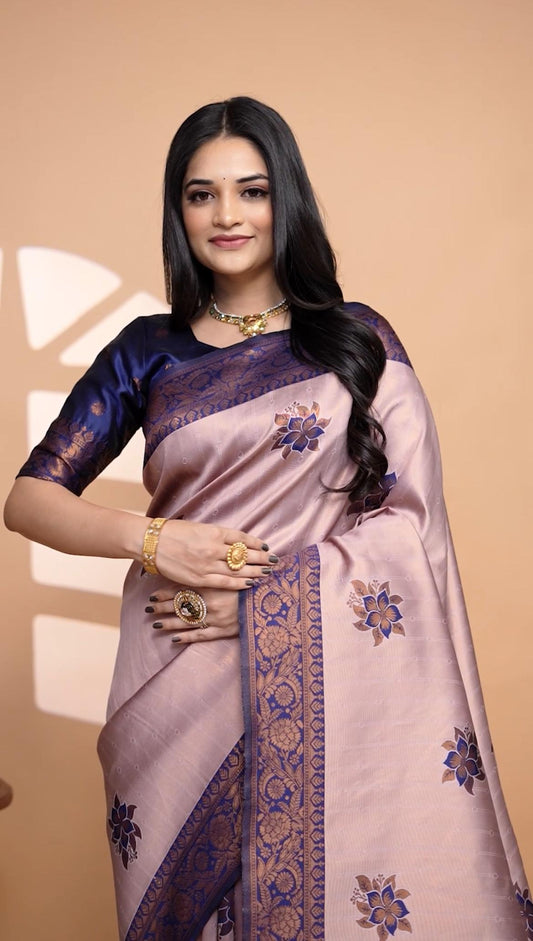 Beautiful Banarasi Silk Saree With With Zari Weaving