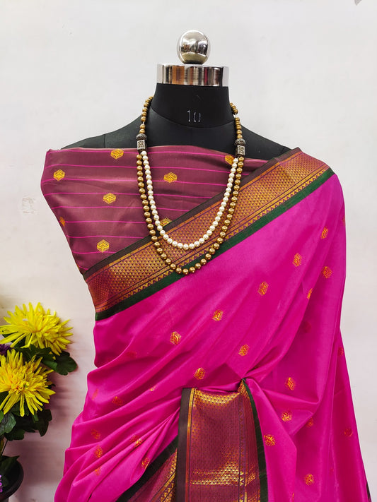 Attractive Zari Weaving Paithani Silk Saree With Tassels