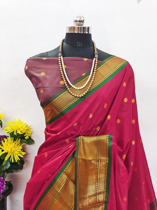 Attractive Zari Weaving Paithani Silk Saree With Tassels
