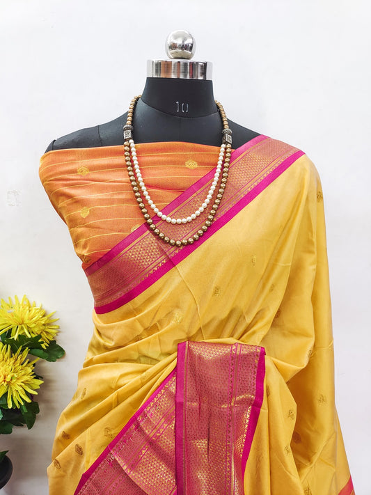 Attractive Zari Weaving Paithani Silk Saree With Tassels
