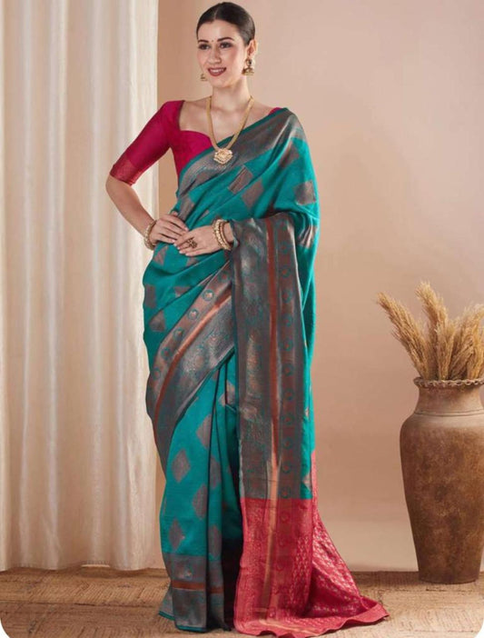 Very Gorgeous Soft Silk Saree With Zari Weaving