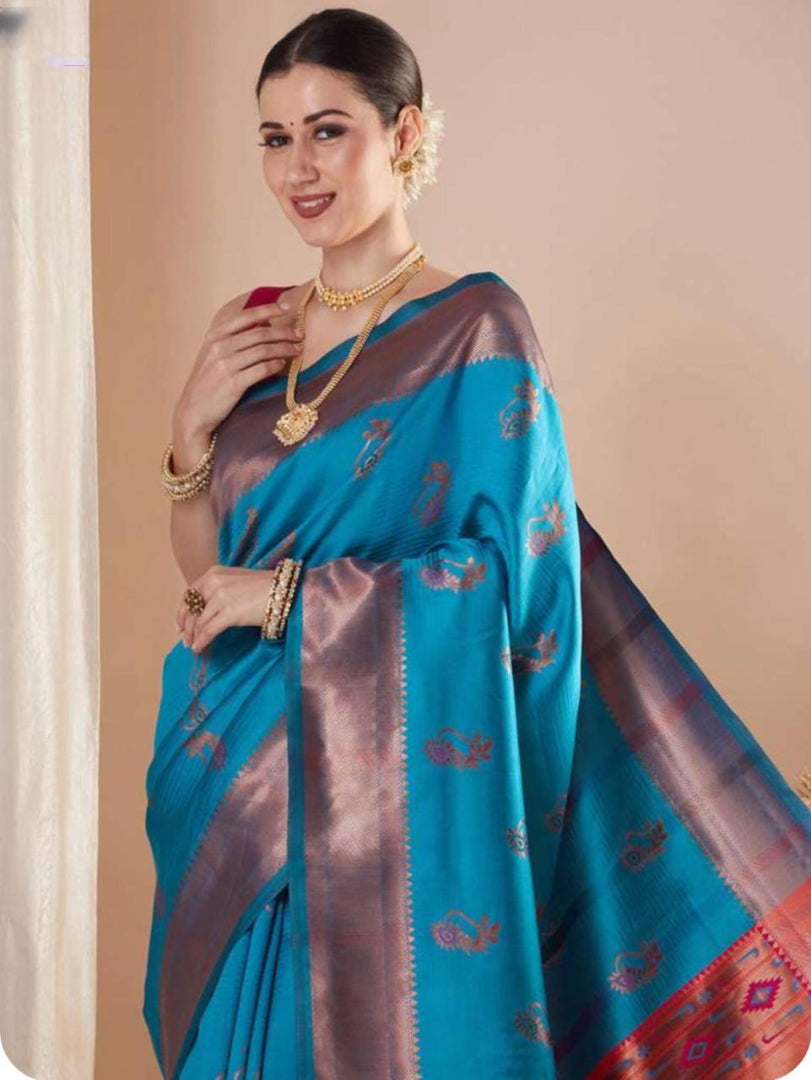 Very Attractive Soft Silk Saree With Zari Weaving