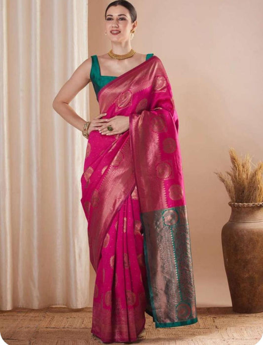 Very Charming Soft Silk Saree With Zari Weaving