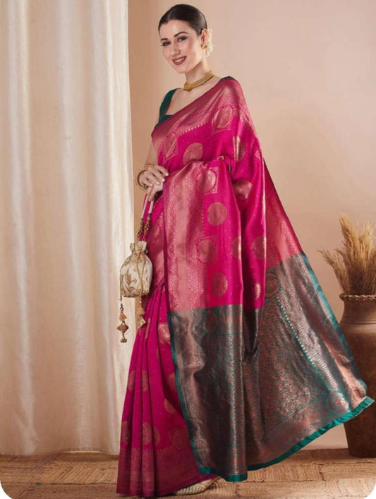 Very Charming Soft Silk Saree With Zari Weaving