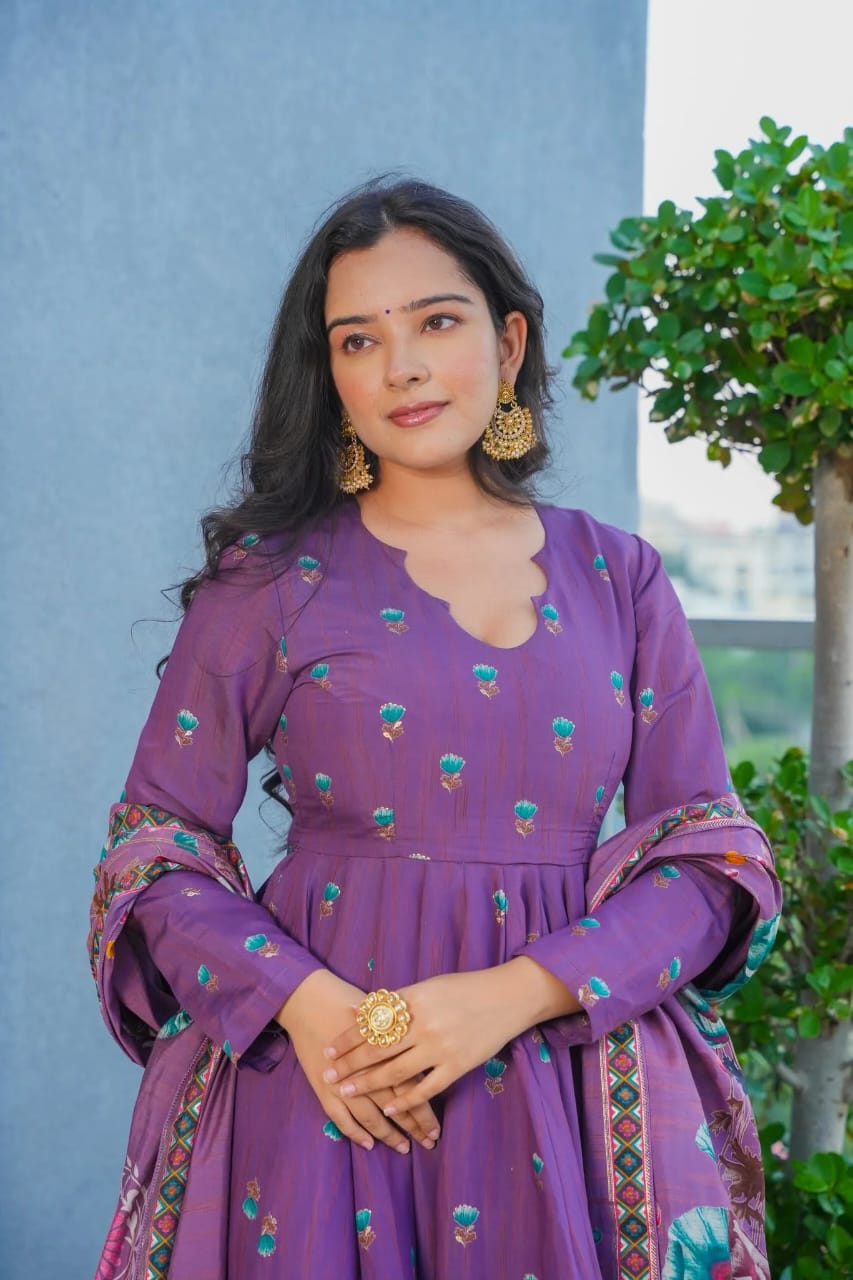 Aarika Bloom Printed Anarkali Suit Set