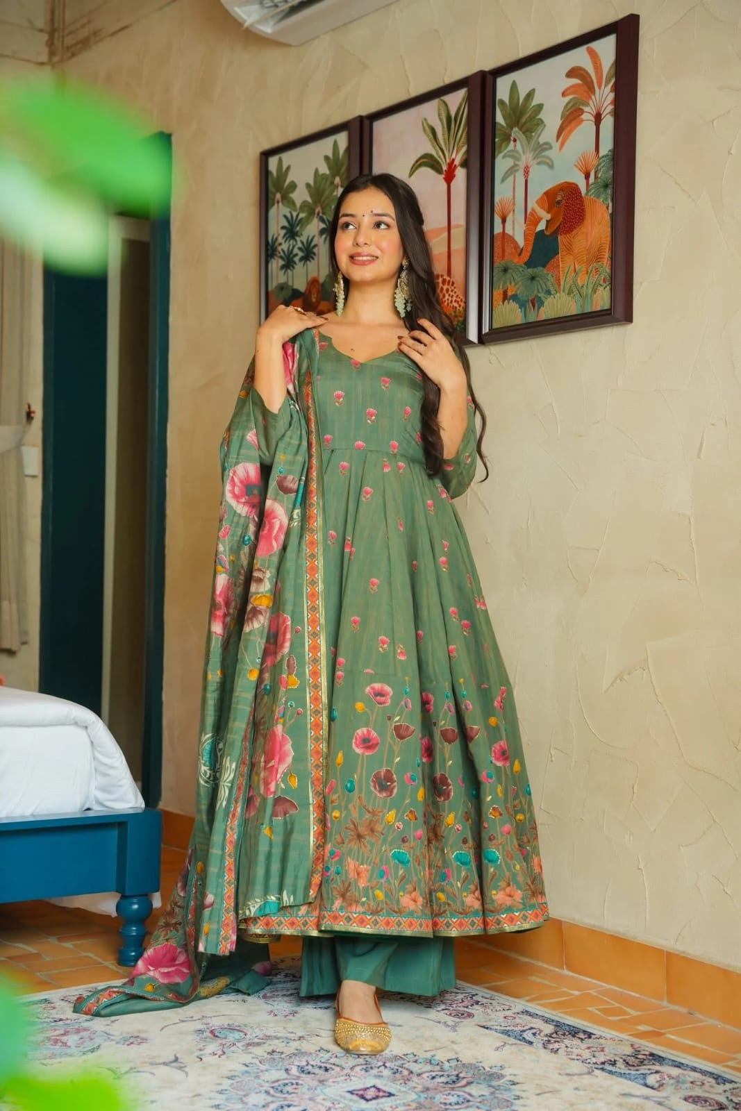 Aarika Bloom Printed Anarkali Suit Set