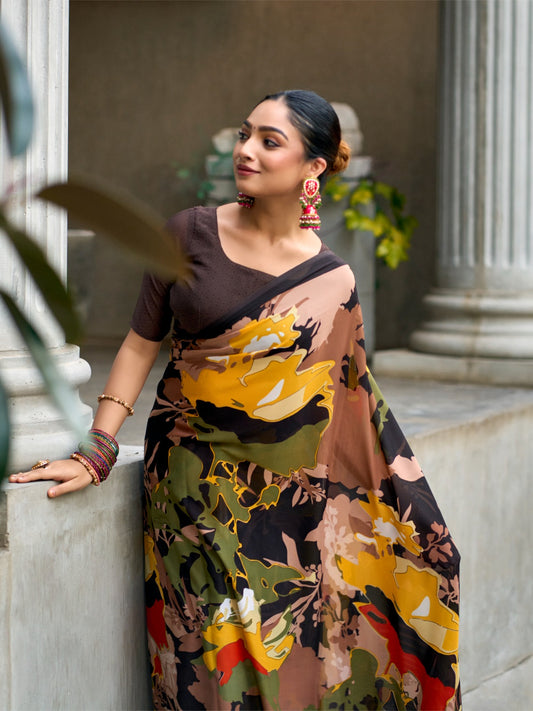 Very Graceful Georgette Saree With Stunning Floral Print