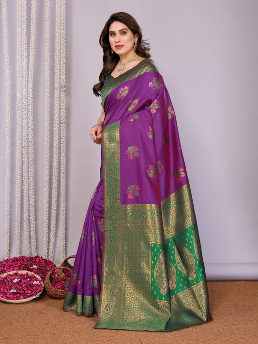 Most Gorgeous Banarasi Silk Saree with with Rich Pallu