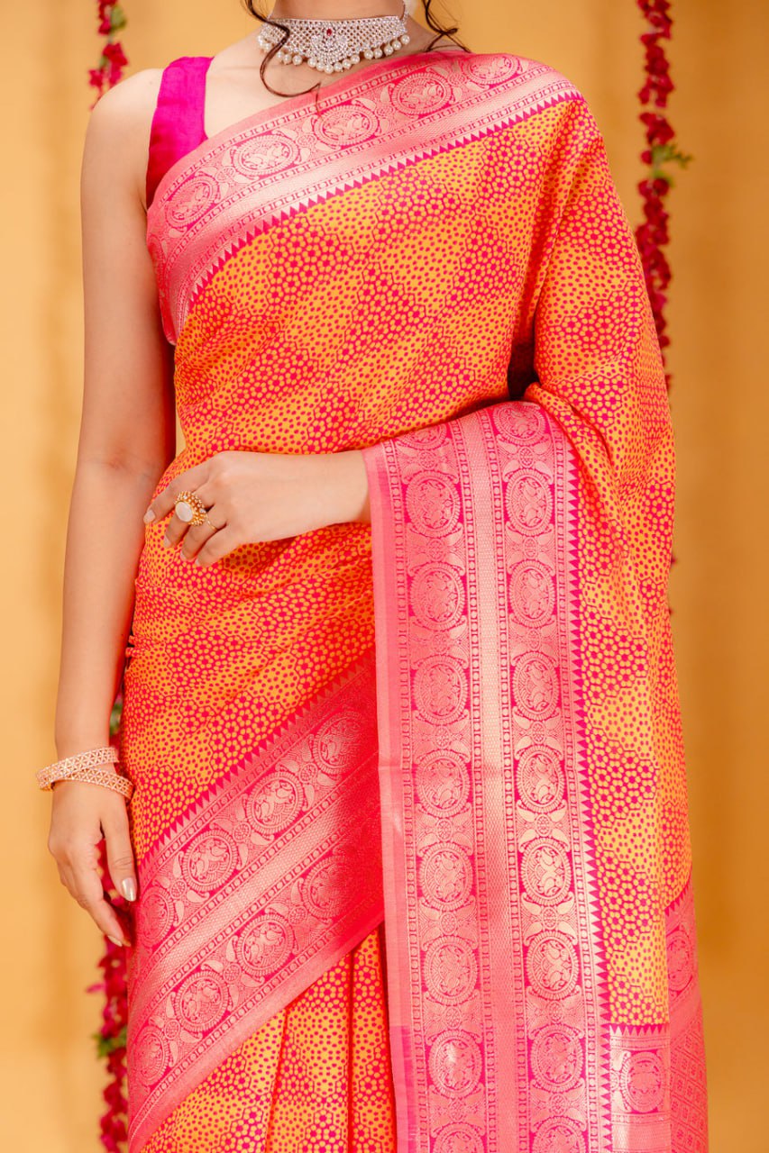 Most Engaging Banarasi Silk Saree With Zari Weaving