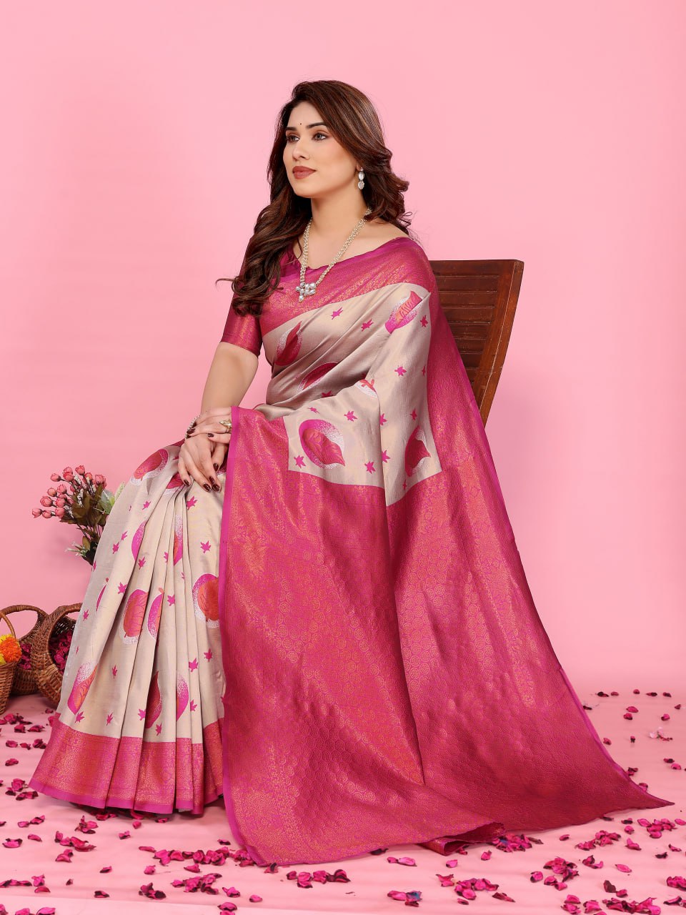 Most Pleasing Banasari Silk Saree With Blouse