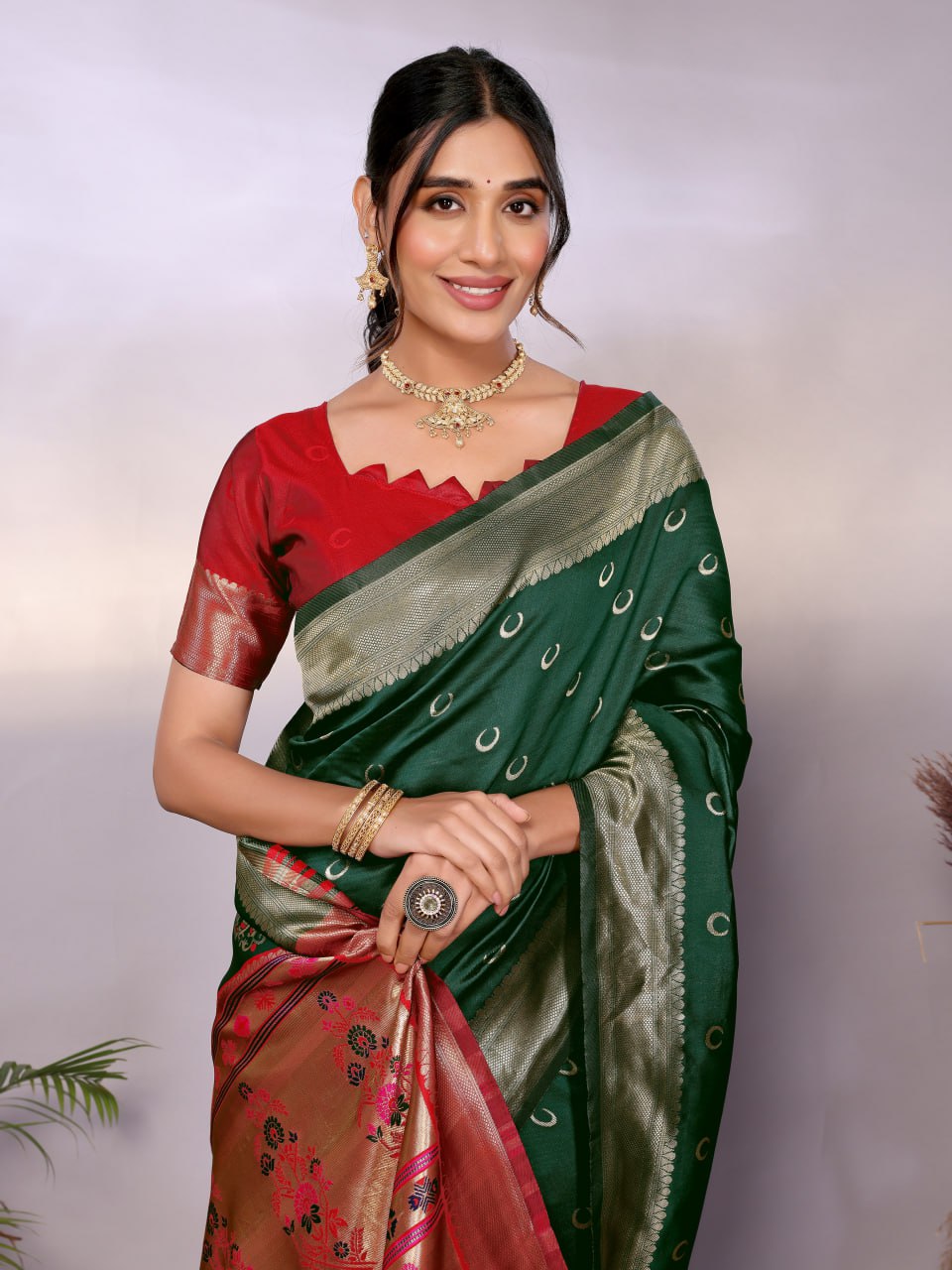 Most Graceful Paithani Silk Saree With Rich Border & Pallu