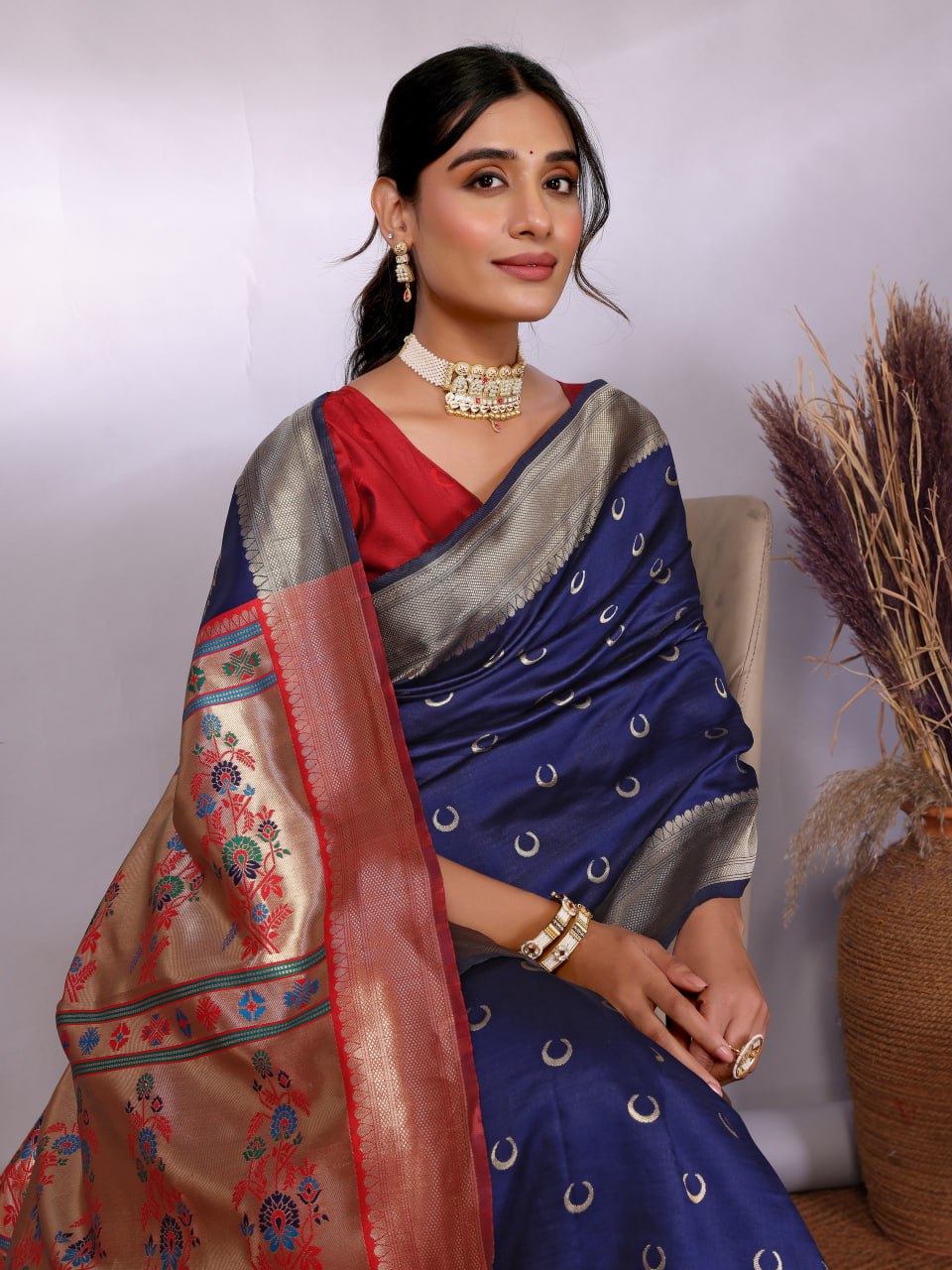Most Graceful Paithani Silk Saree With Rich Border & Pallu