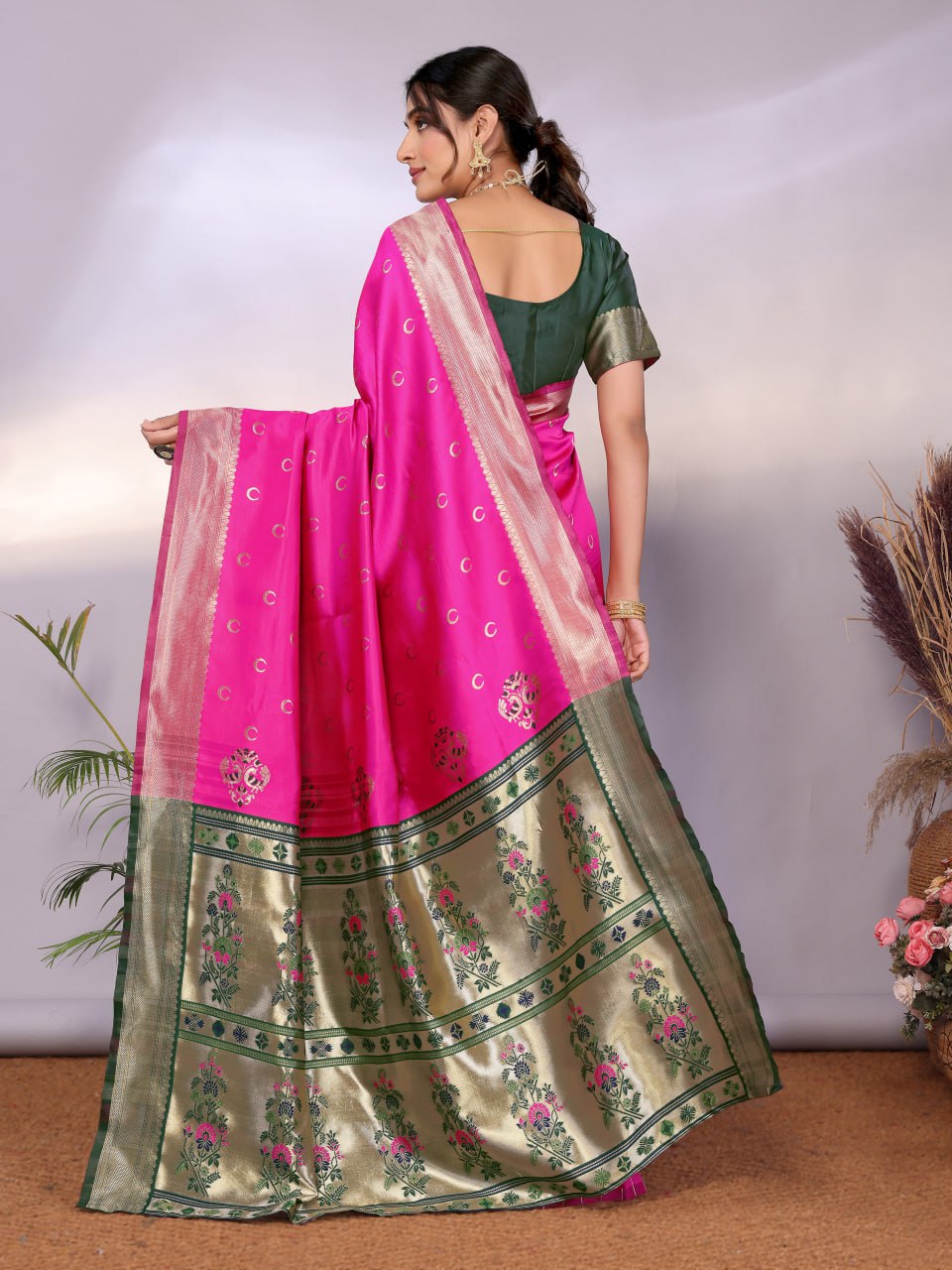 Most Graceful Paithani Silk Saree With Rich Border & Pallu