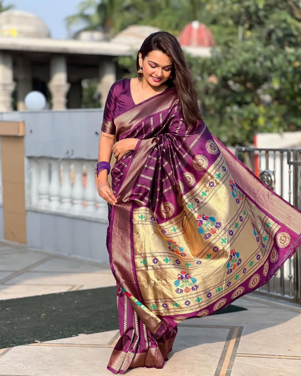 Most Delightful Paithani Silk Saree With Rich Border & Pallu