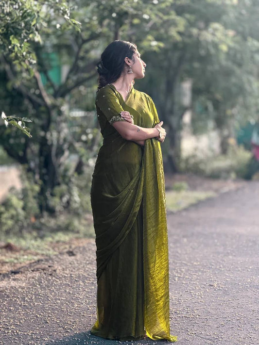 Most Viral Designer Pure Tissue Silk Saree With Designer Blouse