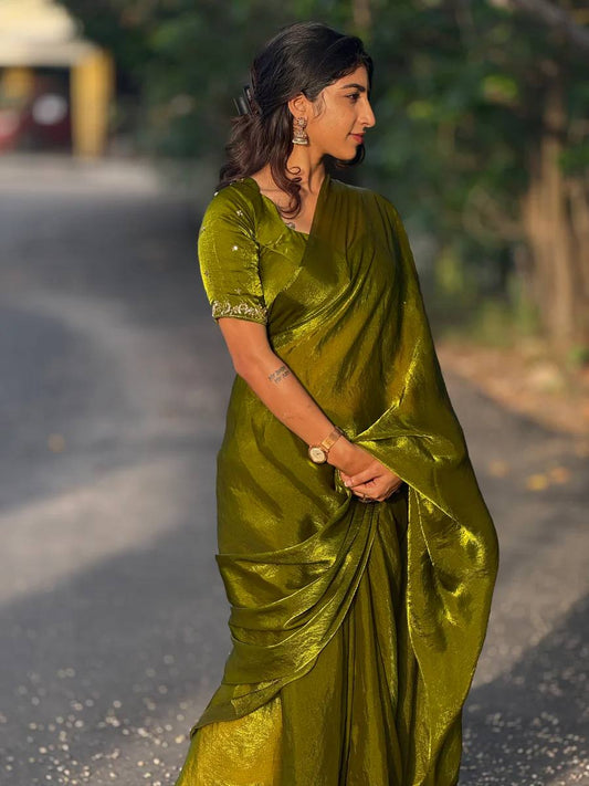 Most Viral Designer Pure Tissue Silk Saree With Designer Blouse