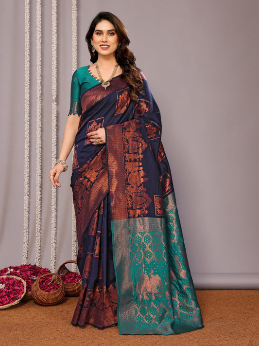 Most Elegant Banarasi Silk Saree With Rich Pallu