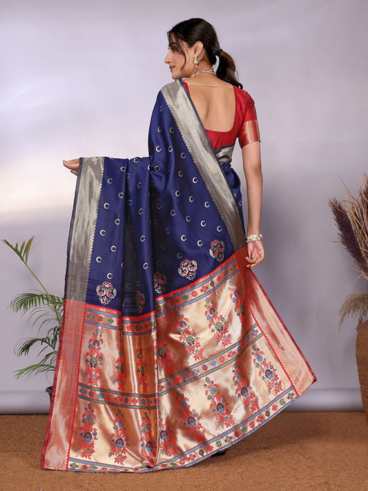 Most Graceful Paithani Silk Saree With Rich Border & Pallu