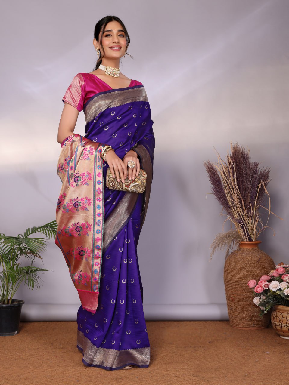Most Graceful Paithani Silk Saree With Rich Border & Pallu