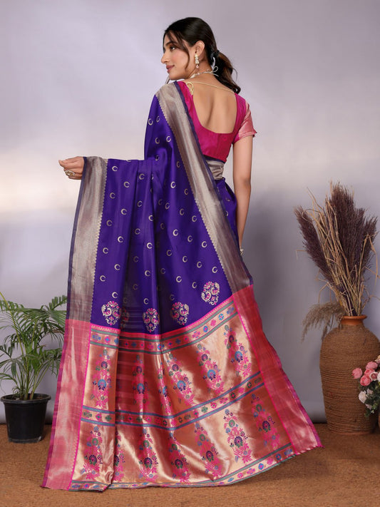 Most Graceful Paithani Silk Saree With Rich Border & Pallu