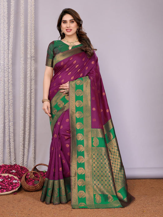 Most Charming Banarasi Silk Saree with with Rich Pallu