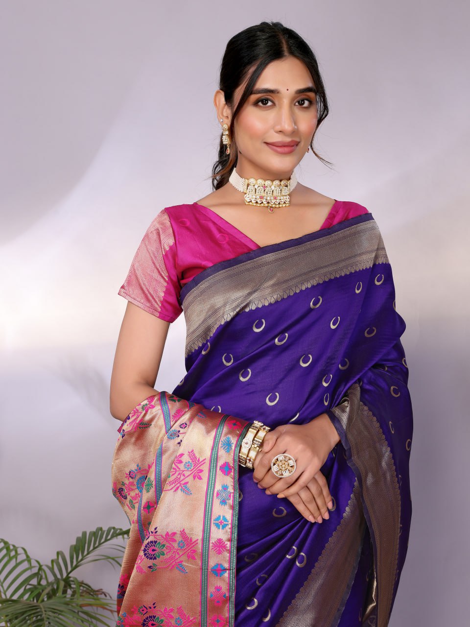 Most Graceful Paithani Silk Saree With Rich Border & Pallu