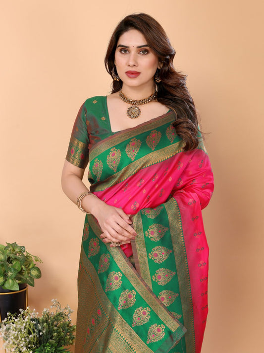 Most Engaging Banarasi Silk Saree with Rich Zari Motifs