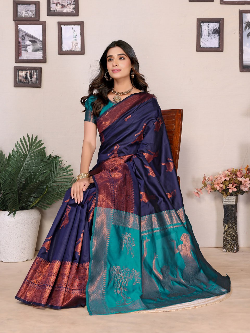Most Graceful Banarasi Silk Saree With Rich Border & Pallu