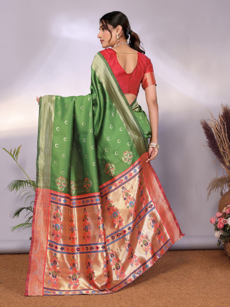Most Graceful Paithani Silk Saree With Rich Border & Pallu