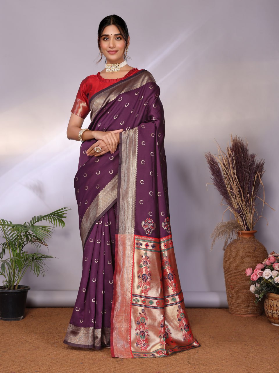 Most Graceful Paithani Silk Saree With Rich Border & Pallu