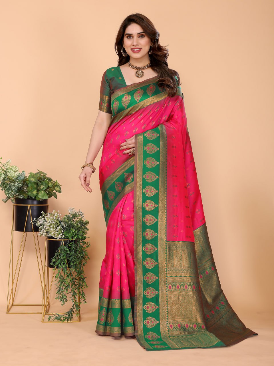 Most Engaging Banarasi Silk Saree with Rich Zari Motifs