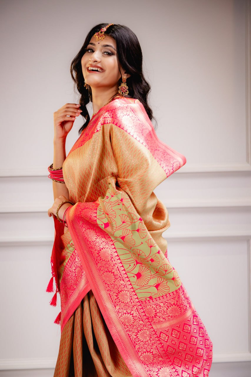 Most Elegant Banarasi Silk Saree With Zari Weaving