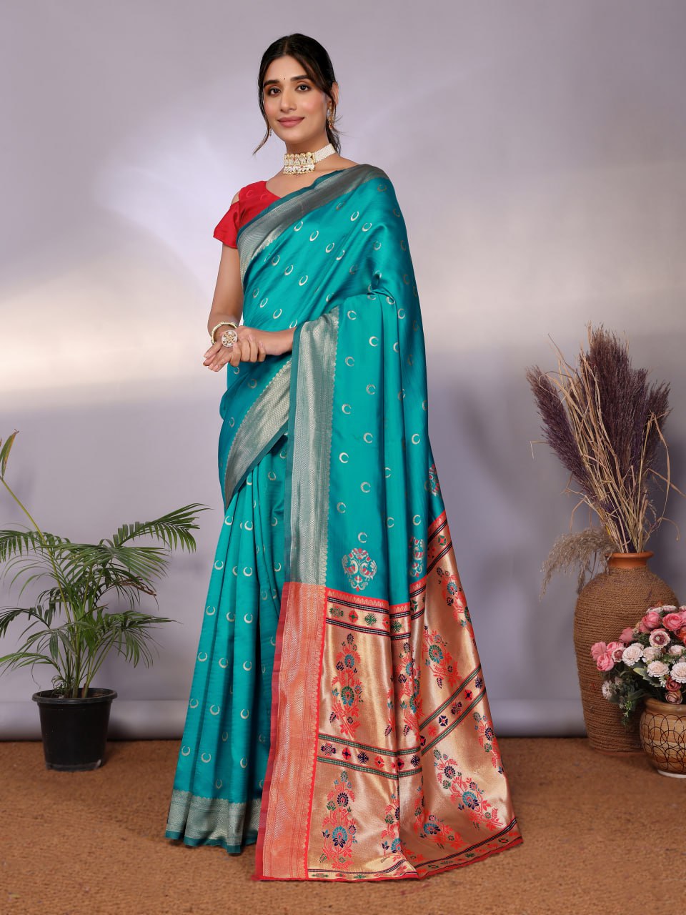 Most Graceful Paithani Silk Saree With Rich Border & Pallu