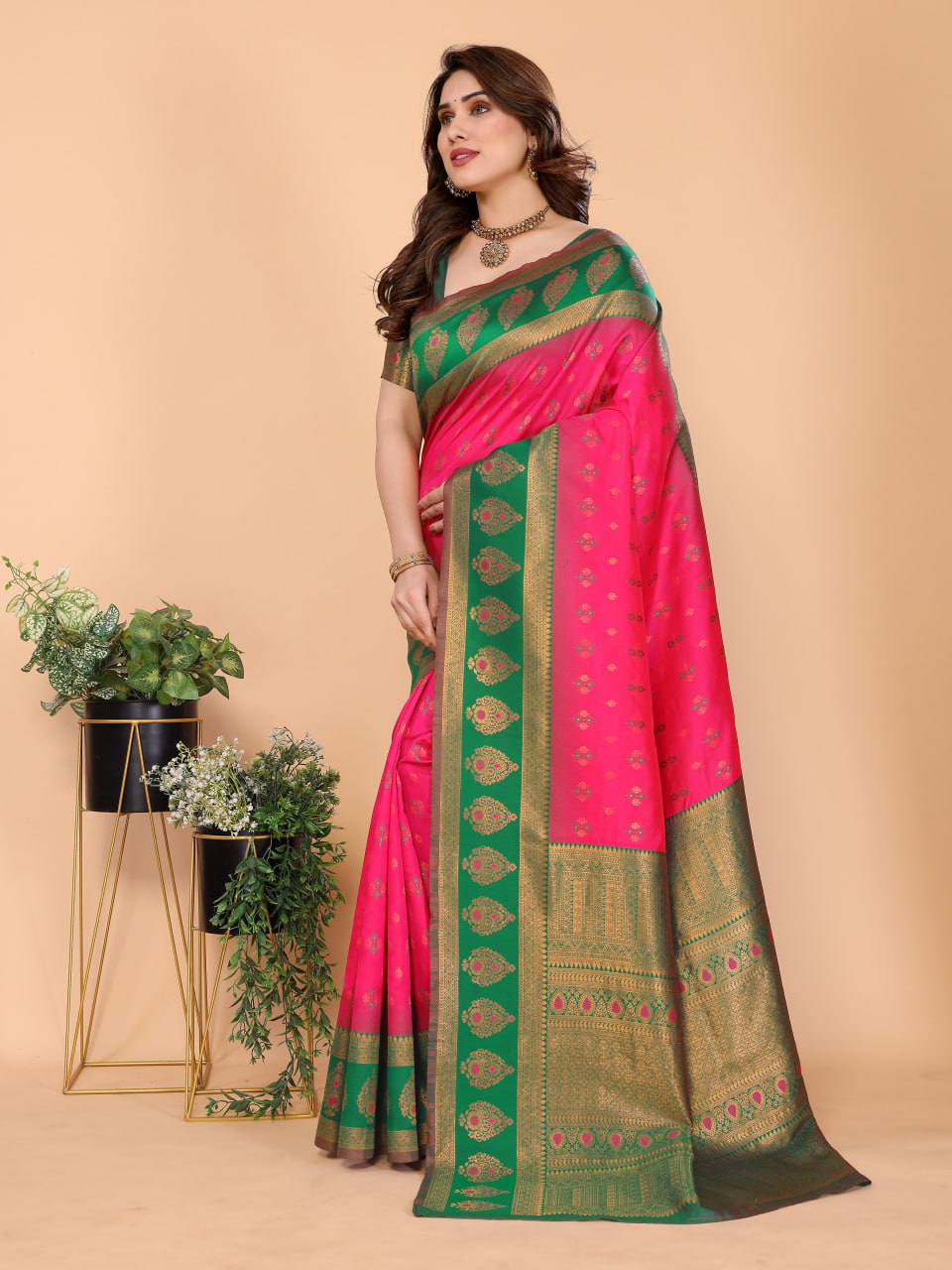 Most Engaging Banarasi Silk Saree with Rich Zari Motifs