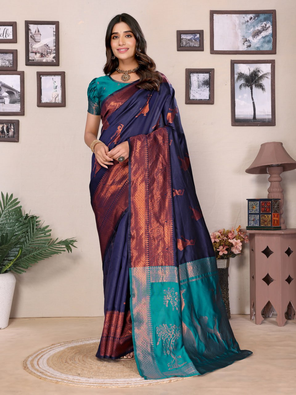 Most Graceful Banarasi Silk Saree With Rich Border & Pallu