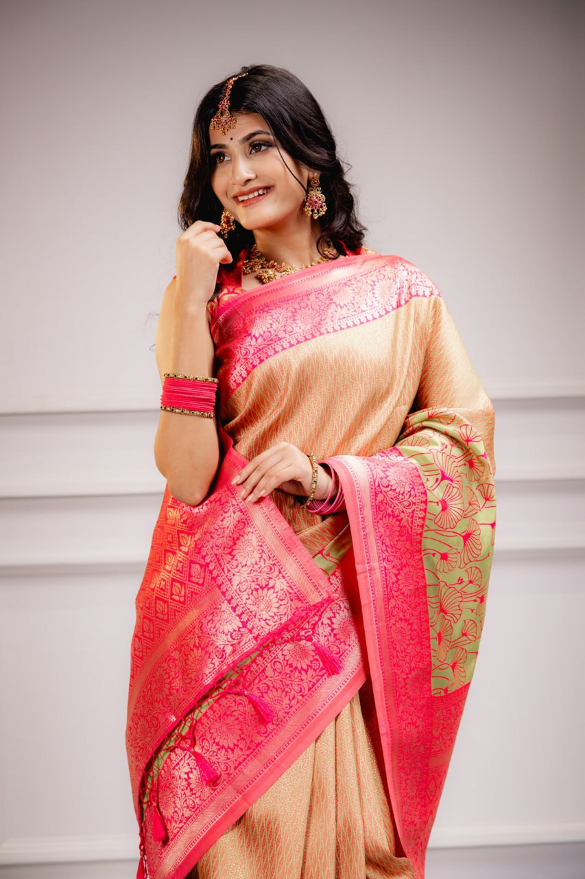 Most Elegant Banarasi Silk Saree With Zari Weaving