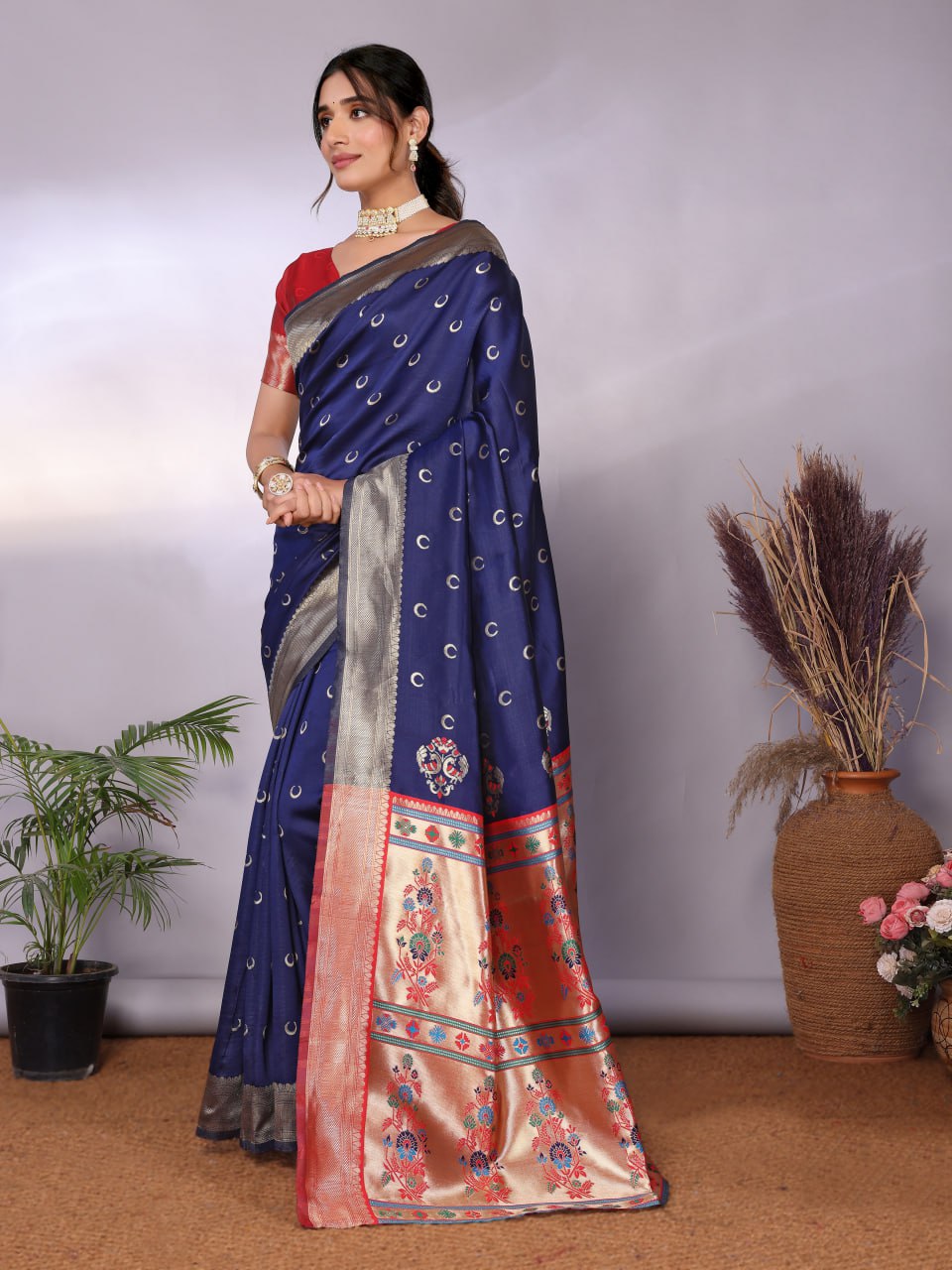 Most Graceful Paithani Silk Saree With Rich Border & Pallu