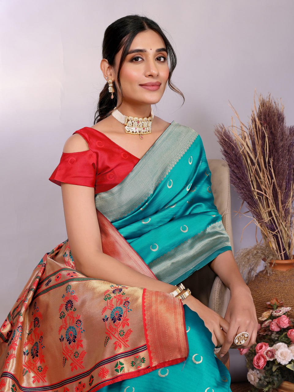 Most Graceful Paithani Silk Saree With Rich Border & Pallu