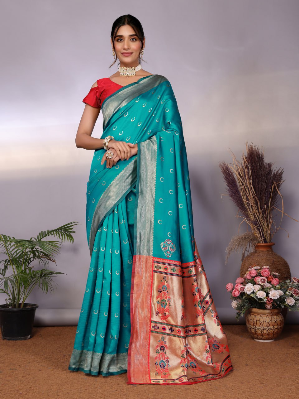 Most Graceful Paithani Silk Saree With Rich Border & Pallu