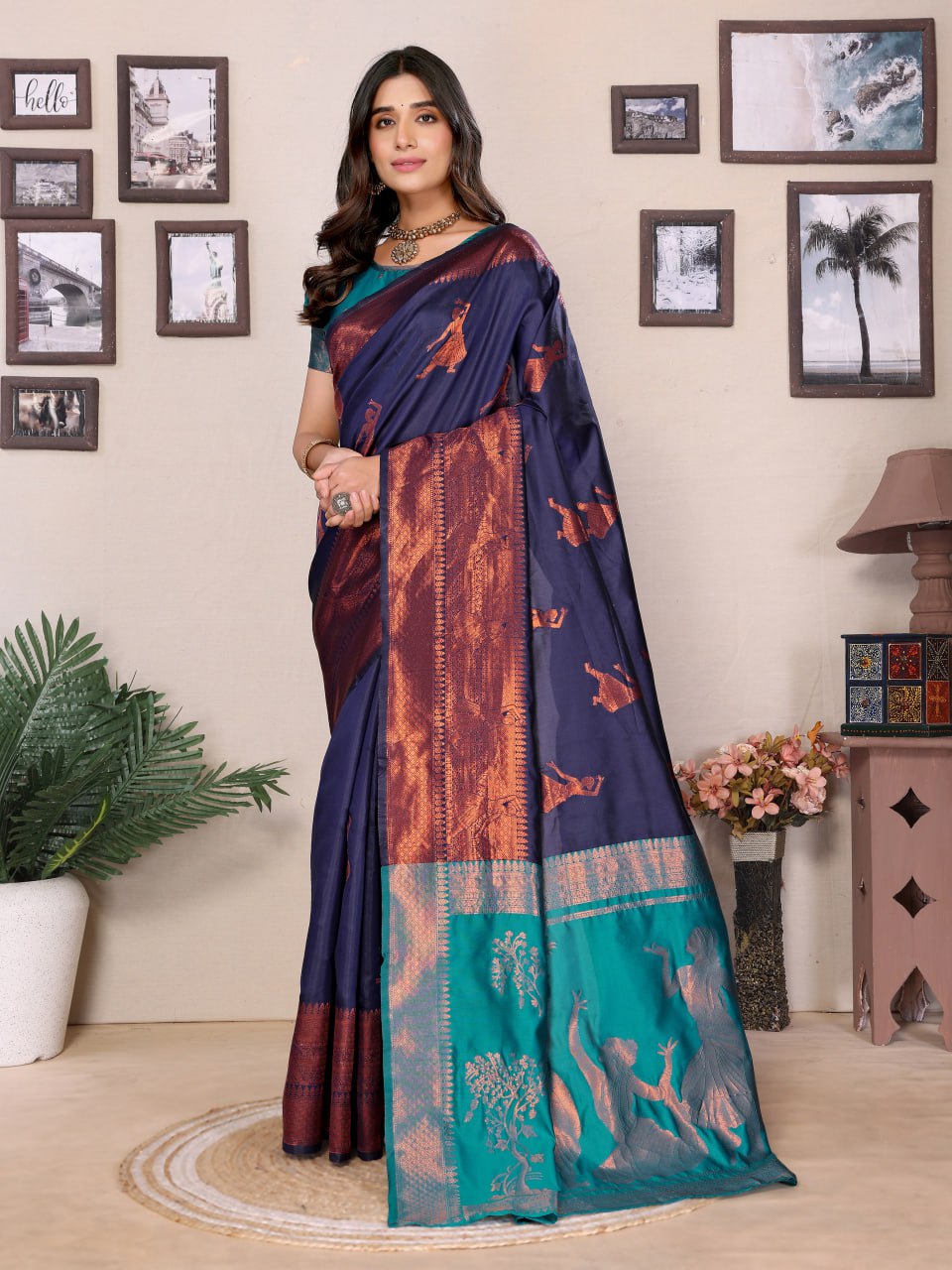 Most Graceful Banarasi Silk Saree With Rich Border & Pallu