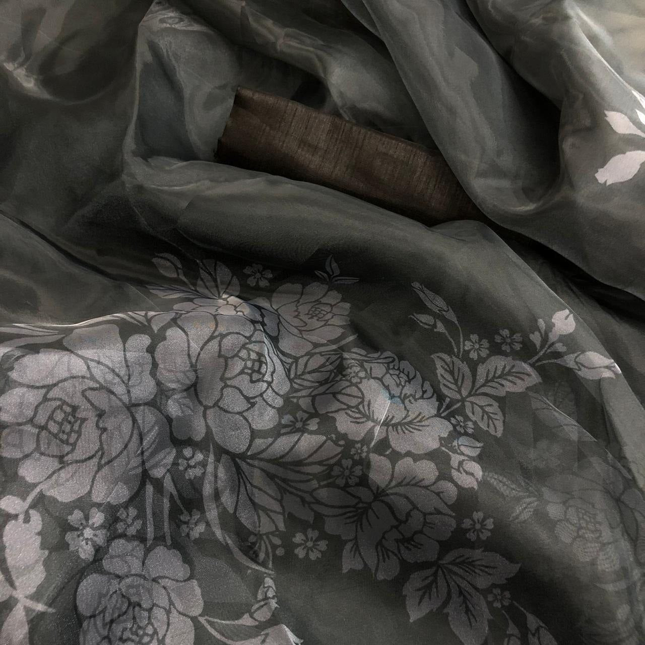 Premium Imported Organza Silk Saree With Heavy Blouse Piece