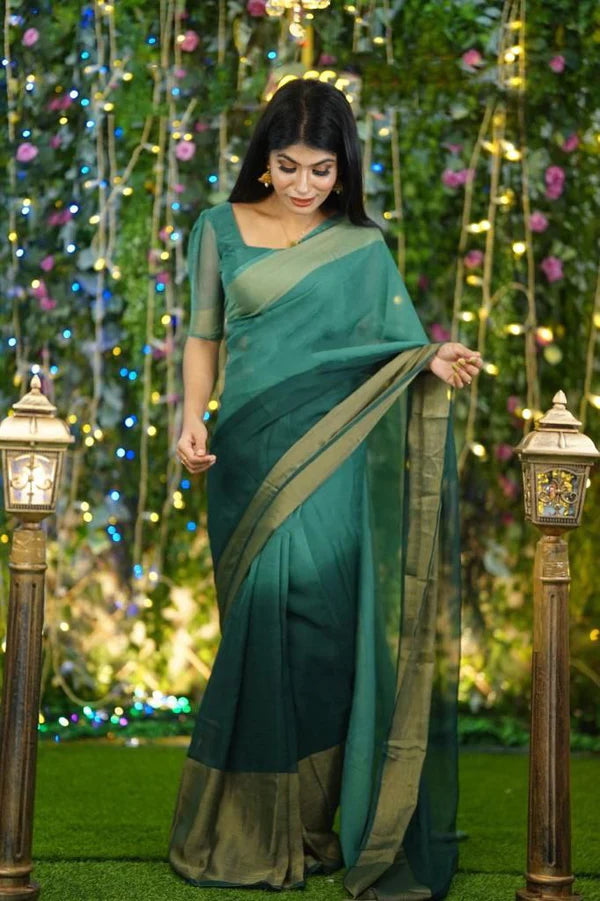 1-min Ready To Wear Saree In Premium Chiffon Silk With Zari Patta