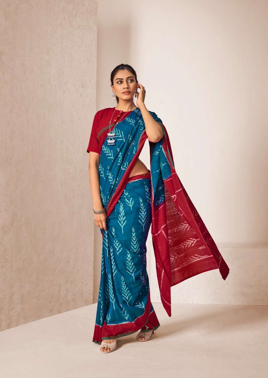 Sr Sarees Barkha Vol 4 Mal Cotton Ikkat Print Sarees Collection